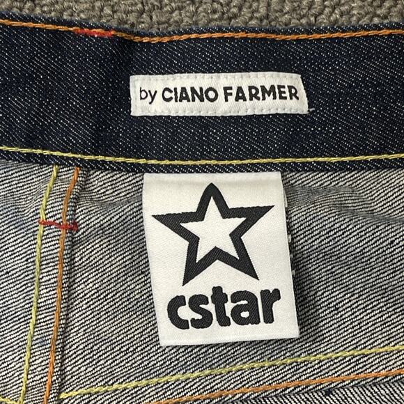 Ciano Farmer cstar Jeans Mens 44 Blue Straight Leg Gold Dragon Embroidery Denim - Picture 6 of 14